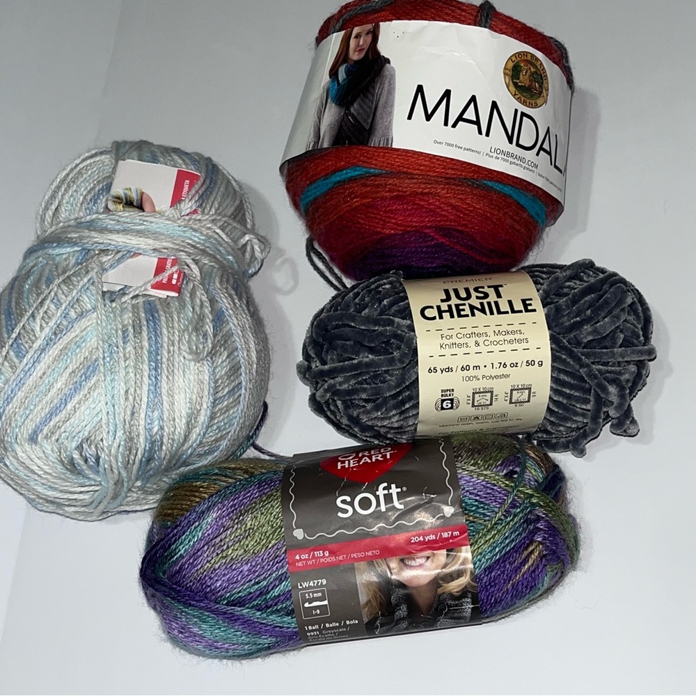 Red Heart, Bernat, Premier‎ and Lion Brand Yarn- Mixed lot of Yarn